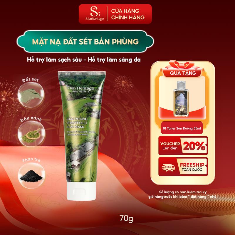  Mặt Nạ Đất Sét Bản Phùng Làm Sạch Sâu Ngừa Mụn Làm Thoáng và Dưỡng Ẩm Da SKIN HERITAGE 70ml 