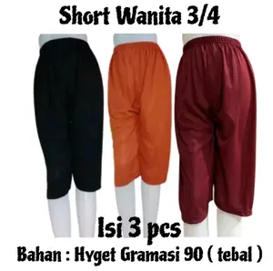 Celana Short Wanita 3/4 Jumbo Isi 3 pcs | Celana Legging Pendek 3/4 | Celana Kolor Wanita Buat Santai Dewasa