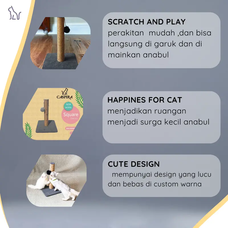 CASPIRA  SQUARE SERIES CaspiraCat Condo - Garukan Kucing - Cakaran Kucing - Cat Scratcher - Mainan Kitten Persia Anggora Himalaya Peaknose 5