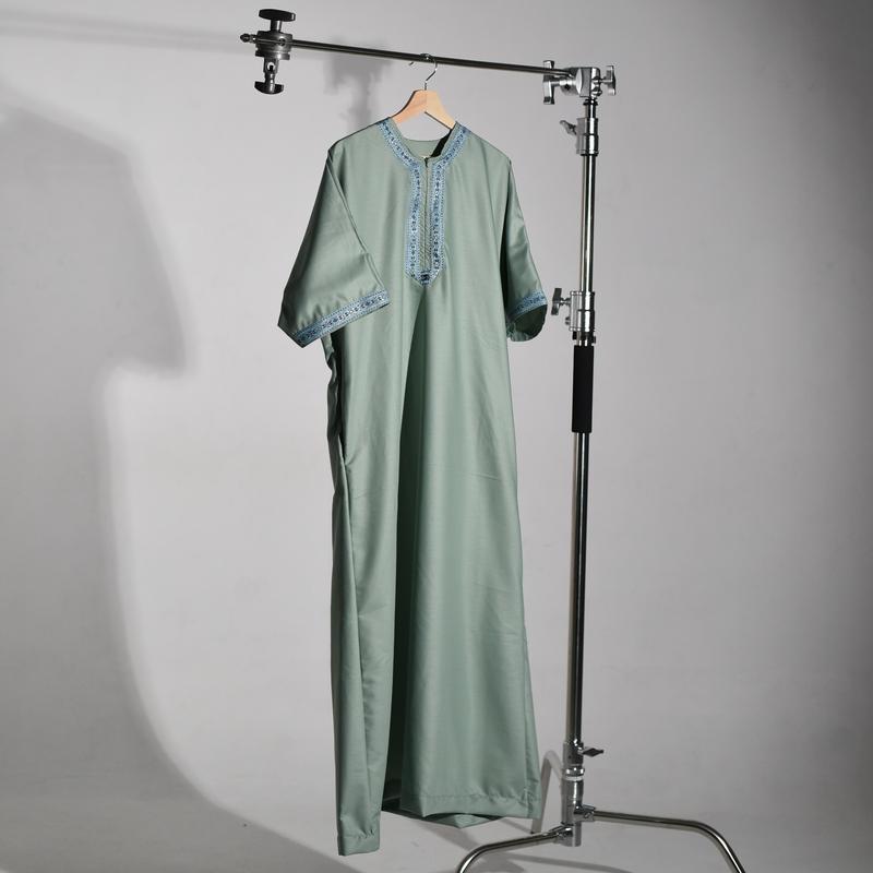 Jubah Sultan Erch - Thobe Morocco Pria Kekinian Bahan Katun Premium Lebaran Muslim Panjang Warna Sage Gamis Dewasa Hitam Navy 0