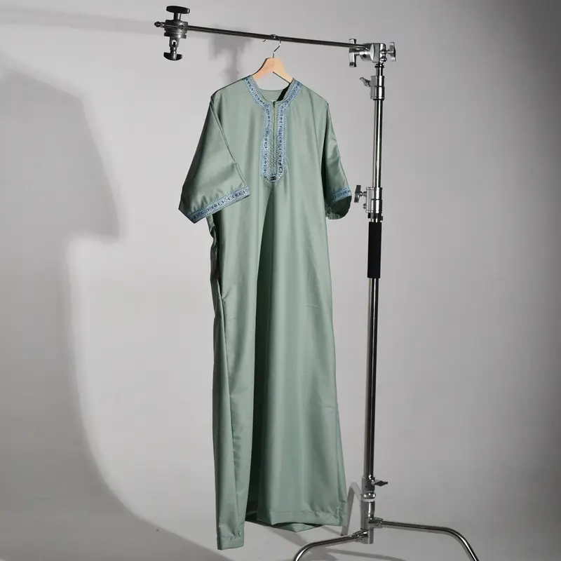 Jubah Sultan Erch - Thobe Morocco Pria Kekinian Bahan Katun Premium Lebaran Muslim Panjang Warna Sage Gamis Dewasa Hitam Navy 0