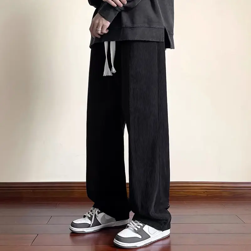 Celana korduroy pria corduroy pants pria celana oversize pria wide leg korean style corduroy Pacar celana longgar celana kulot pria sederhana import premium black celana Murah fashion lurus celana big size celana corduroy pants loose pants pria celana 1