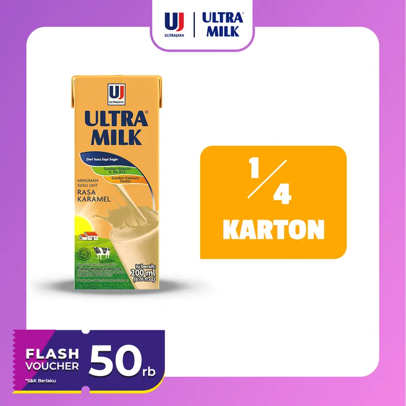 Ultra Milk Susu UHT Caramel 200ml 1/4 karton (6 pcs) 0