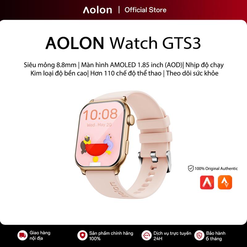 Aolon GTS3 Đồng Hồ Thông Minh SmartWatch  Màn Hình AMOLED Độ Dày 8.8mm Chống Nước IP68 Bảo Hành 6 Tháng Chính Hãng Thời lượng pin kéo dài một tuần, thoải mái khi đeo, đồng hồ đôi trẻ trung và phong cách, hoàn hảo để làm quà tặng