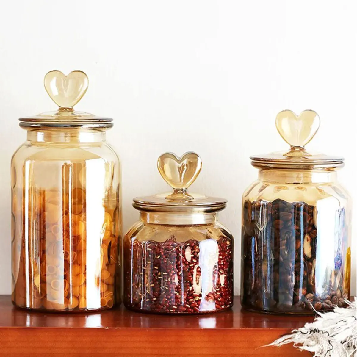 Toples Kaca Aesthetic Kedap Udara Tutup Love Mewah Sealed Food Storage Heart Lid Glass Jar