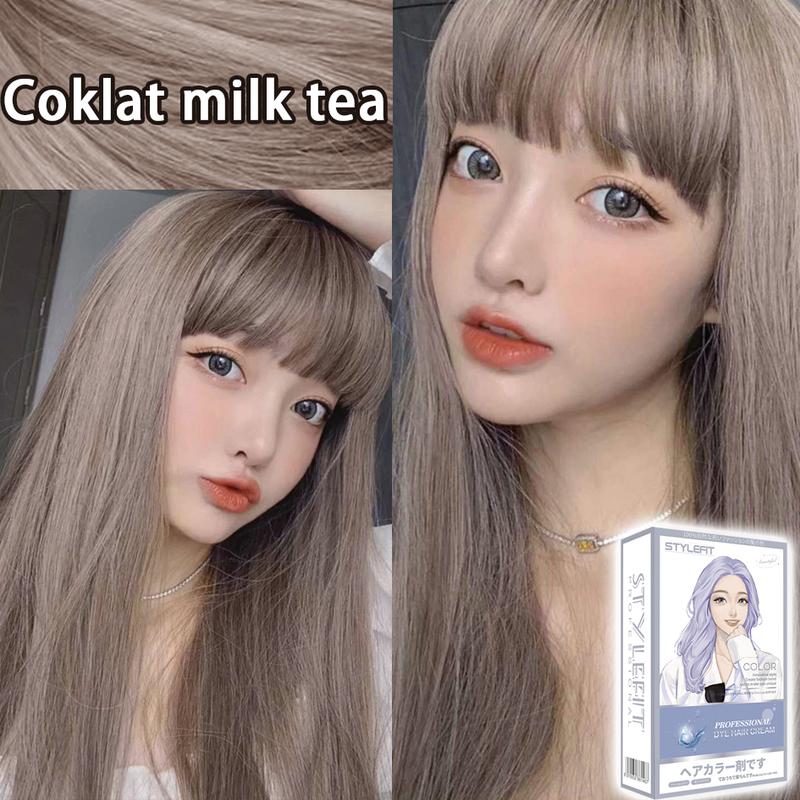 Product Introduction of Pengiriman Cepat Menutupi Uban Coklat Cool Hair Color Tanpa Pemutihan Pewarna Rambut Cat Rambut Tidak Merusak Kulit Kepala Cocok Untuk Semua Kulit Milk Tea Golden Brown Burgundy Cranberry Red Penghitam Rambut Uban Warna 17