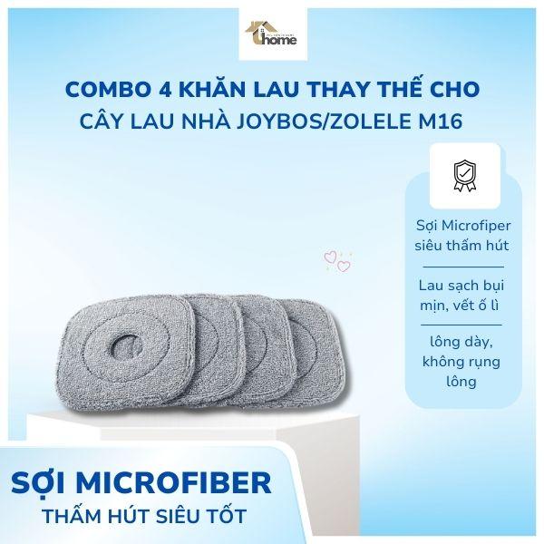 Combo 4 Khăn lau thay thế cho cây lau nhà sợi micrifiber Joybos Zolele M16 siêu thấm hút - Hàng sẵn kho_ Phụ Kiện In Home