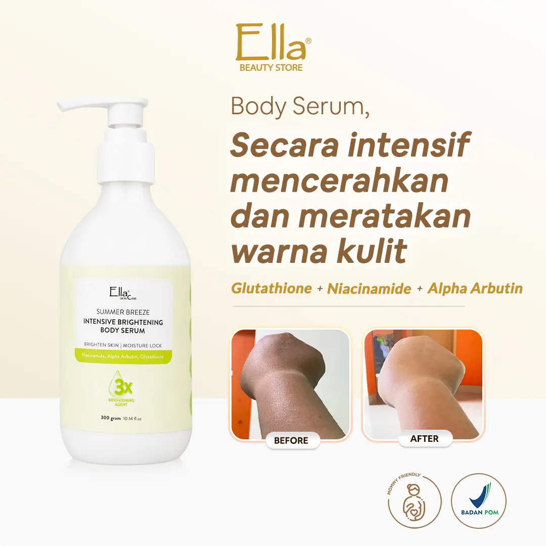 Ella Skincare Summer Breeze Intensive Brightening Body Serum with Niacinamide, Glutathione, Alpha Arbutin - Brighten Skin & Moisture Lock
