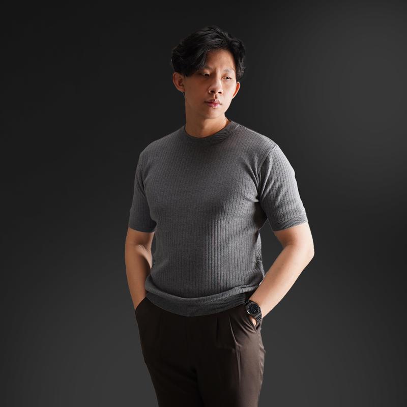 [HARGA CUCI GUDANG] Ribbed Knitwear T-Shirt Pure Cotton 2