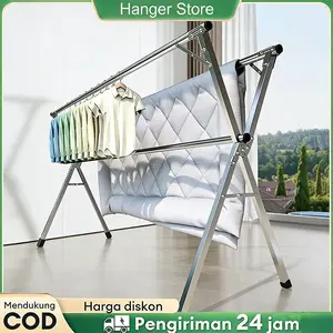 【Hanger Store 】Jemuran Baju Stainless Jemuran Lipat Tebal Kuat Kokoh Tahan Karat Portable Rak Pengering rak pengeringan tali jemuran Drying Racks