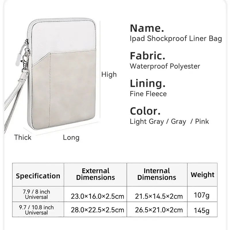 Tas untuk Tablet Lengan IPAD 9 10 11 Inci Casing Kulit Tahan Air untuk iPad Pro 11 Inci Air 4 5 Gen 5/67/8/9/10 5