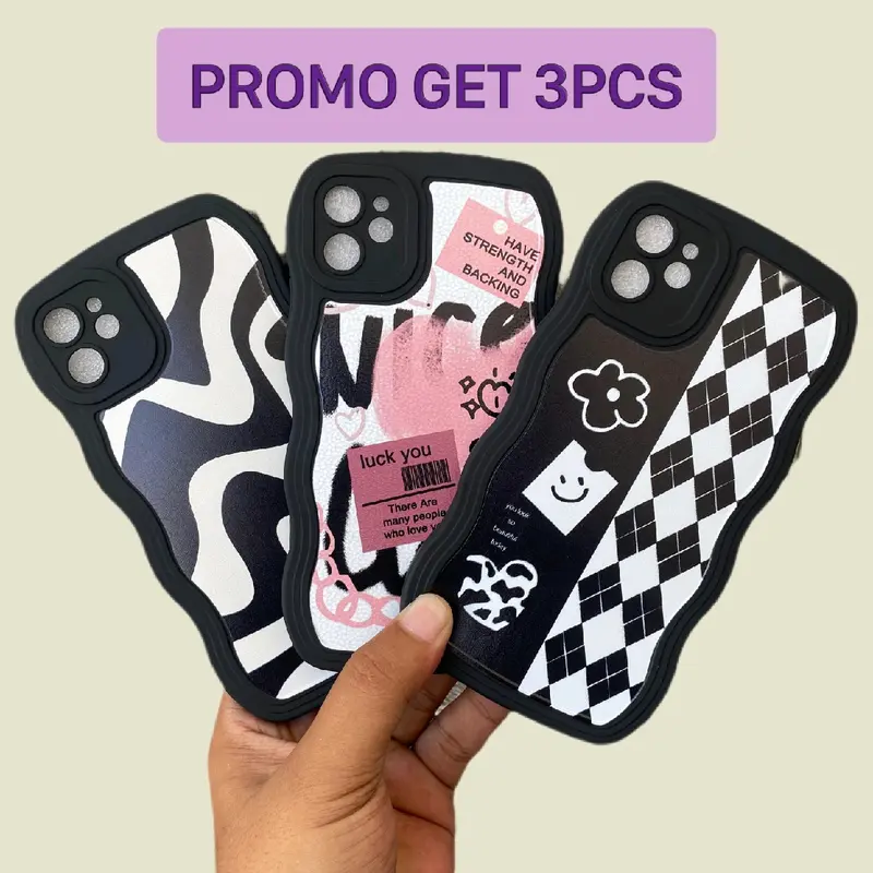 Promo 3 Pcs Softcase Gelombang Motif Catur Diamond, Zebra, & Love untuk Semua Tipe HP - Casing, Lentur 0