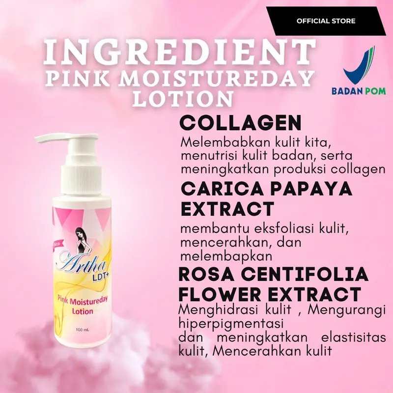 [ARTHA LDT] PAKET GLOW UP SABUN NEW PACKAGING [Pink Moistureday Lotion + body booster + sabun]  FREE POUCH 2