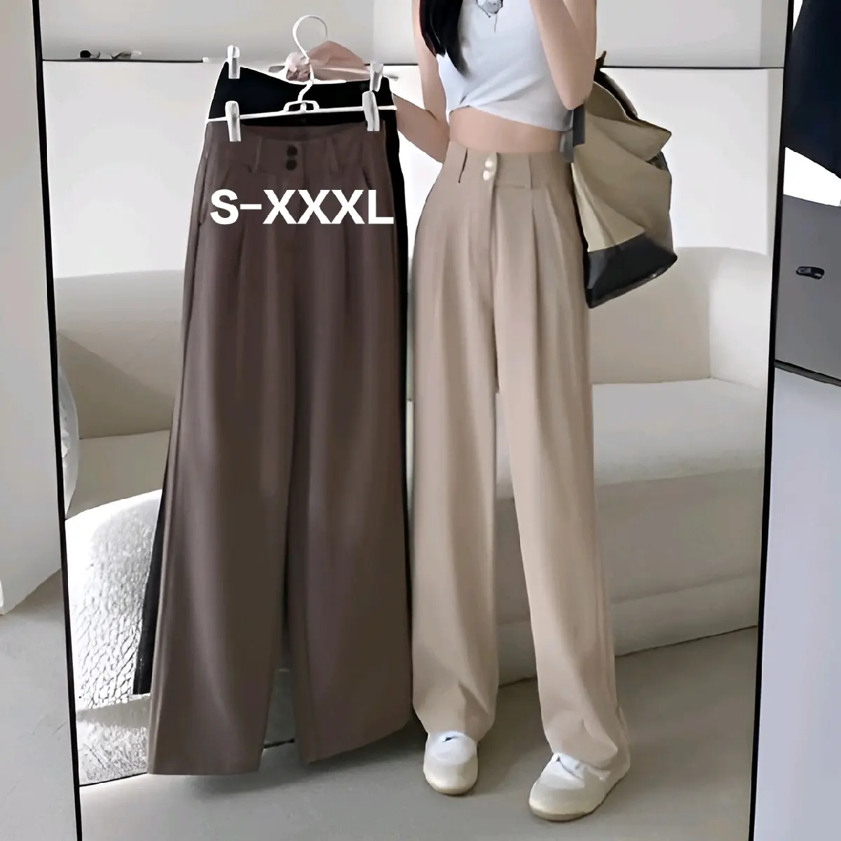 Celana Kulot Highwaist Wanita Jennie Knit Premium Cullote Loose Pants Petite Bawahan Panjang Cewek Casual Terbaru Kancing