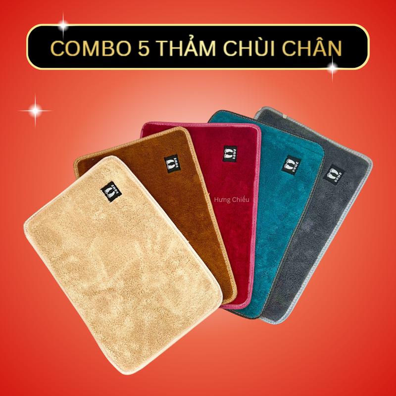 (LOẠI DÀY) Combo 5 Tấm Thảm Lau Chân Lông Cừu LEN MỊN Thấm Hút Tốt Đế Chống Trơn Trượt KT 40x60cm Hưng Chiếu