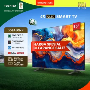 [4K QLED] [KHUSUS ONLINE] Toshiba TV 55" 4K UHD Smart TV - Regza ZR Quantum Dot QLED Dolby Vision Atmos HDR10+ MEMC VRR ALLM Game Deck Netflix Disney+ Youtube Screen Sharing Voice Control Wifi Bluetooth 5.0 HDMI 2.1 Digital - 55E450NP
