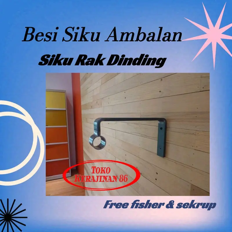 Siku penyangga rak dinding multifungsi bahan besi strip plat+pipa 3