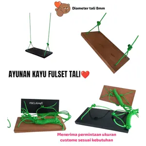 Ayunan kayu di pohon/Ayunan Kayu Fulset/Ayunan Gantung Mainan Anak/Dewasa Luar Atau Dalam Ruangan/ Diameter Tali 8mm