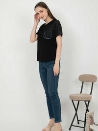 Gambar *Ready Stok* SISTER'S - Atasan Denim Kombi Kaos 6847 (CAP) - Hitam, M dari Sisters Fashion Group Kota Administrasi Jakarta Utara 5 Tokopedia