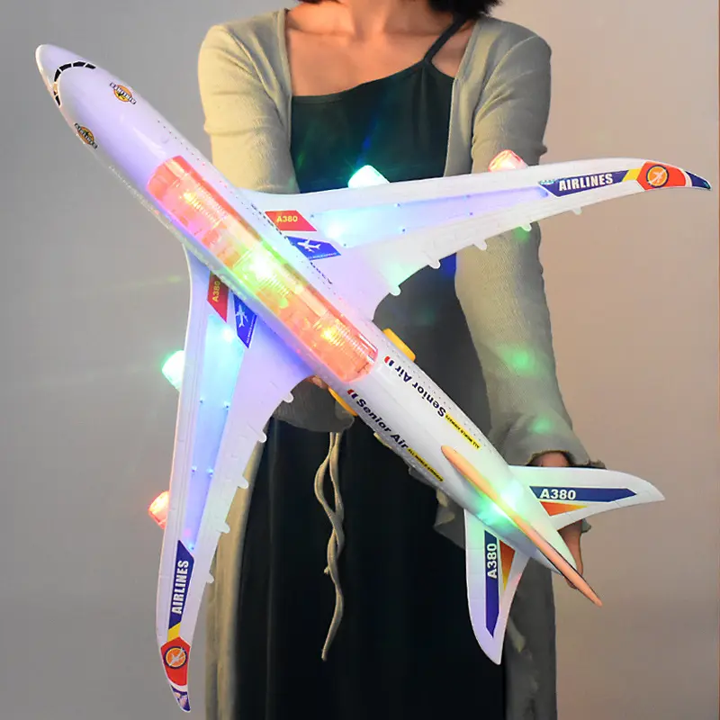 Đồ Chơi Máy Bay Đi Bộ Thông Dụng Điện Lớn, Dành Cho Trẻ Em, Mô Hình Máy Bay A380, Có Đèn Và Nhạc, Thích Hợp Cho Trẻ Em