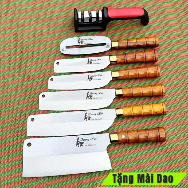 [Tặng 01 Máy Mài] Bộ 6 Dao nhà bếp Chặt Thái Bào thép Trắng  chống rỉ sét