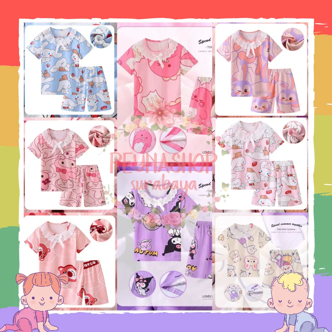 (NI-NP) Setelan HP Hot Pant Babydoll baju tidur harian kaos anak perempuan import