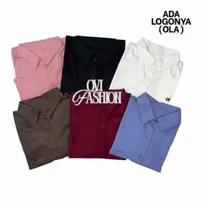 Kemeja Polos Wanita  Bordir Ola  Lengan Panjang  Basic Formal & Casual Look