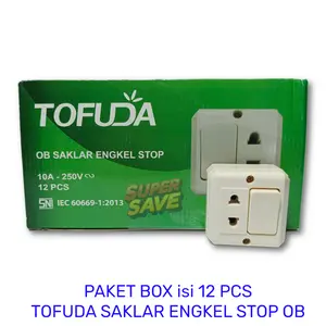 Paket BOX isi 12 Pcs TOFUDA OB Stop Kontak , OB Saklar Engkel , OB Saklar Seri , OB Saklar Engkel Stop