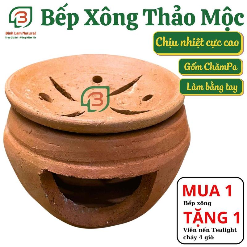 Bếp Xông Thảo Mộc Bếp Xông Bồ Kết nắp rời Gốm Chăm thủ công decor xinh xắn siêu bền chịu nhiệt giá sỉ tại lò Bình Lam Natural - Nhiều size Bảo hành bể vỡ