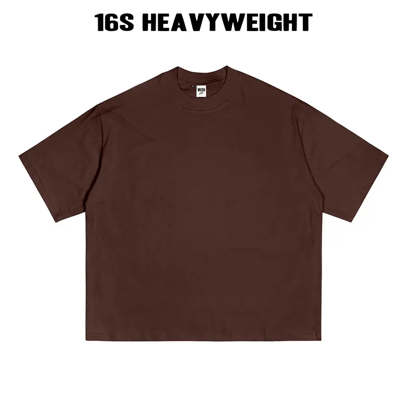 Wush Club 16S Boxy Fit Heavyweight Tee Baju Kaos Distro Pria Wanita Oversize Cotton Combad Polos Basic Coklat 0