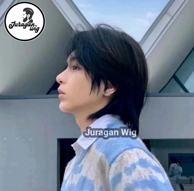 Wig Pria Rambut Palsu Mullet Pendek Model Cwo Korea