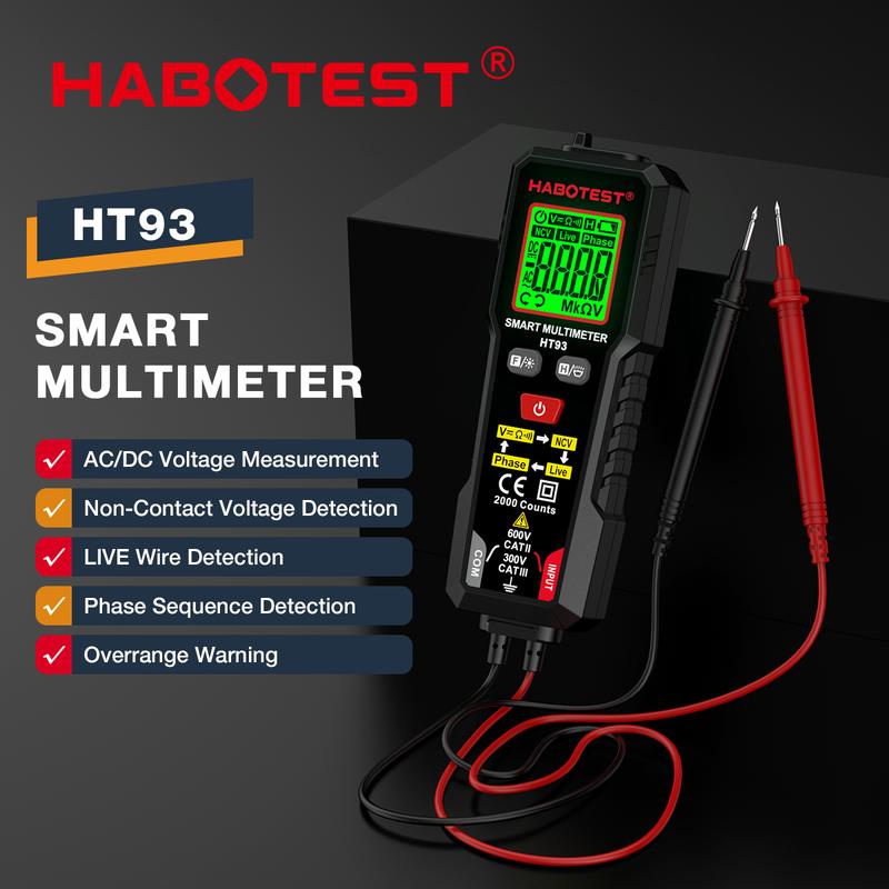 Đồng Hồ Vạn Năng Kỹ Thuật Số HABOTEST HT93 HM98 Điện Áp 600V AC DC 2000 Số Đếm Phạm Vi Tự Động Điện Trở Liên Tục Kiểm Tra Dây Trực Tiếp Máy Kiểm Tra Đa Năng Thông Minh