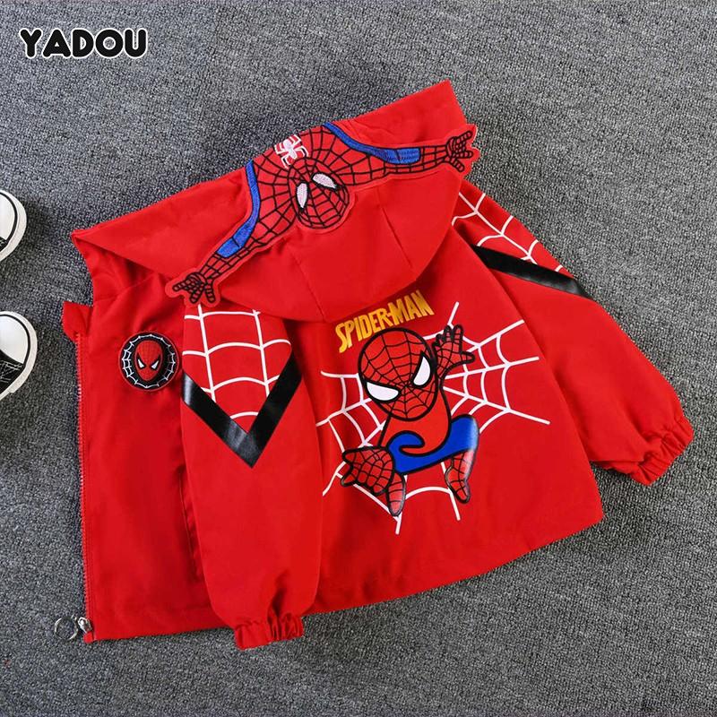 Yadoo - áo khoác trẻ em nam, áo khoác tình yêu đẹp trai nhất, người nhện, Xanh da trời đỏ, áo gió thời trang Hàn Quốc cho bé trai 0