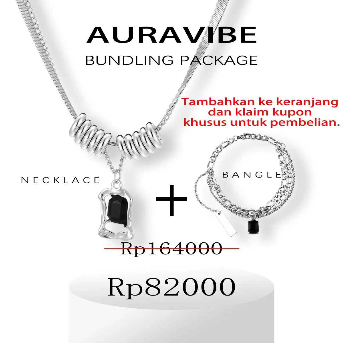 AURAVIBE Kalung & Gelang Tassel Dua Lapis Titanium Silver Baja Titanium Trendi untuk Street Style & Gaya Hip-Hop Cocok Musim Panas Rantai Leher Clavicle Chain Perhiasan Cincin