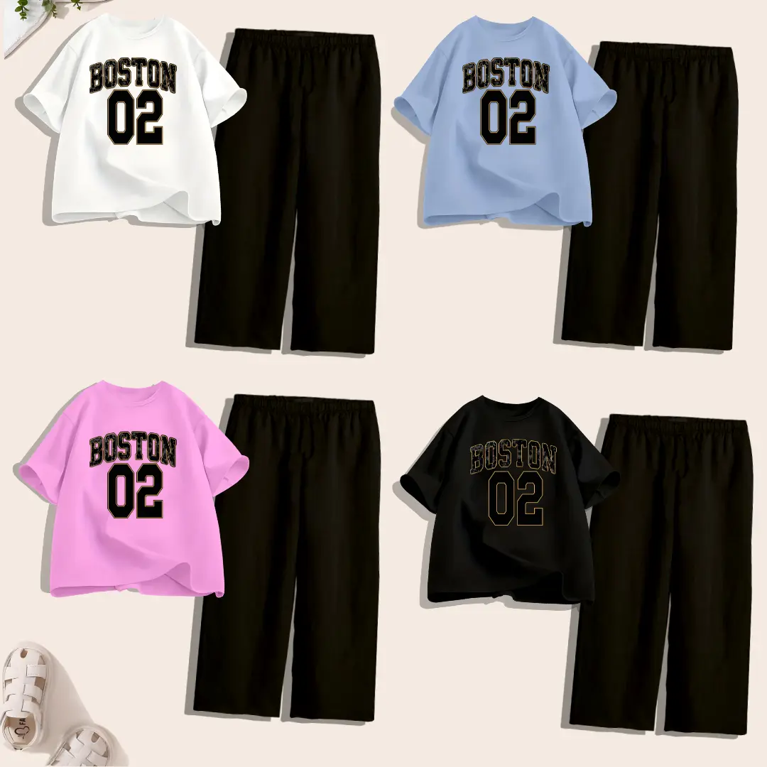 Setelan Anak Baju Celana Kulot Panjang usia 5-12 Tahun BOSTON 02 Fashion