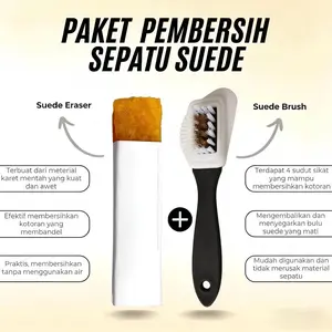Paket Pembersih Sepatu Suede & Nubuck / Suede Brush + Suede Eraser Bonus Tali Sepatu