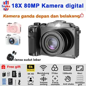 TEEKA X9 Kamera Digital 4K 64MP 5K/4K 18X Zoom WiFi Selfie Fokus Otomatis Anti Getar untuk Vlogging dan Streaming