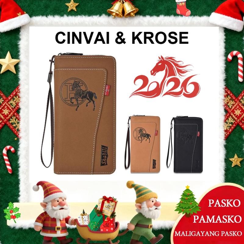 SHABILI Ví Ví nam Xmas Christmas,ví dài ví cầm tay dung tích lớn túi đeo cổ tay túi điện thoại di động túi đựng thẻ túi có khóa kéo ví đựng tiền xu túi đựng giấy tờ tùy thân da PU rất tiện lợi và thoải mái khi sử dụng Clutch