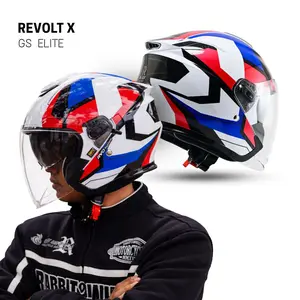 Rsix Revolt X Helm Double Visor Half Face Motif GS Elite Sentinel SNI Visor Smoke
