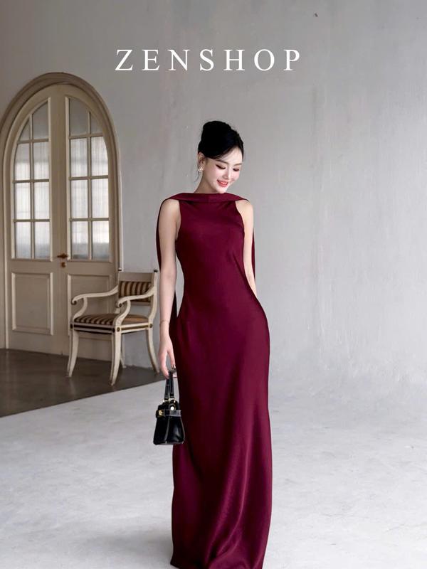 Đầm Lụa Ôm Body Dáng Đuôi Cá Phối Dây Vai Sang Chảnh - Kyo dress