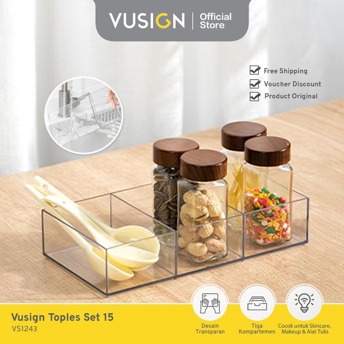 Gambar [NEW ARRIVAL] Vusign Clear Organizer 3 Sekat / Rak Meja Kosmetik Bening / Storage Makeup 3 Kompartemen Multifungsi VS1243 dari vusignhome Kab. Tangerang Tokopedia