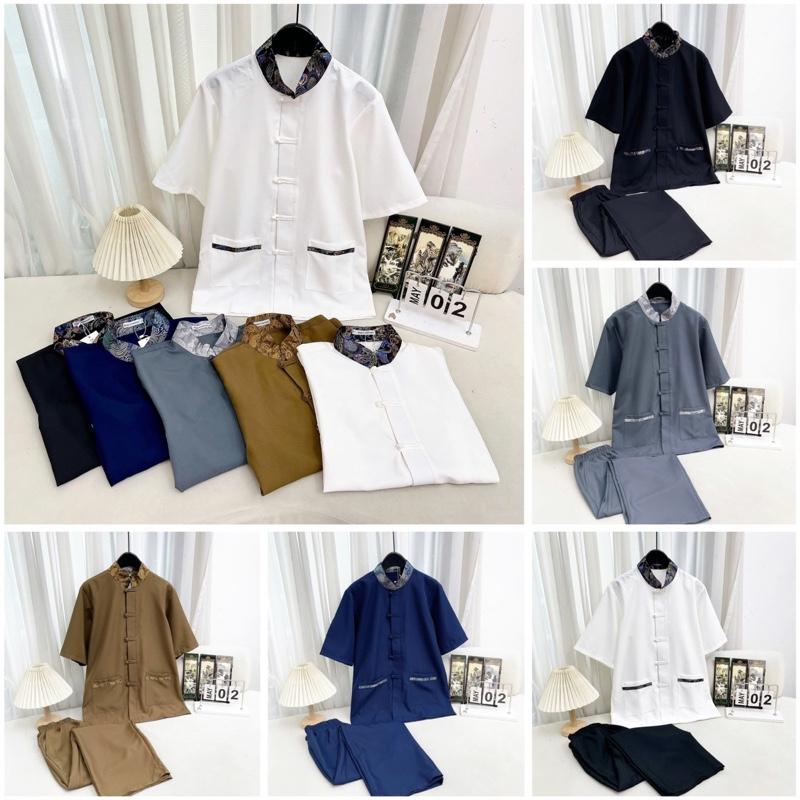 Bộ quần áo đi chùa Nam/Pháp phục đi chùa Nam chất đũi hàn cao cấp