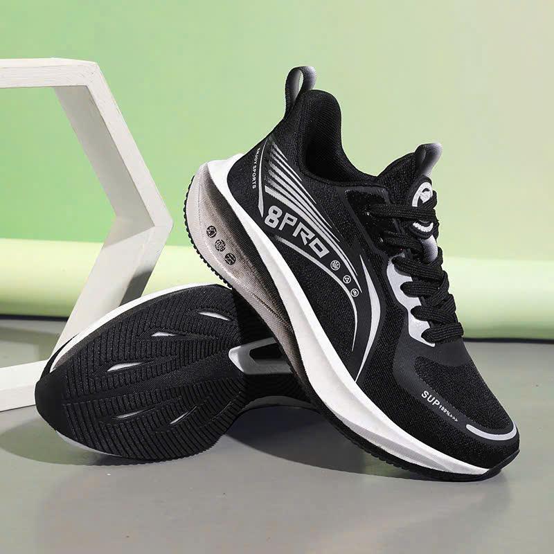  Giày Thể Thao Nam Nữ Tập Gym Aerobic Chạy Bộ Đế Nhẹ 8Pro-Đen Trắng Sneaker Sport Tập Thể Dục Size 36-44 Đế EVA Nén êm ái Giày Đẹp Nhẹ Bền Phù Hợp Học Sinh Sinh Viên 
