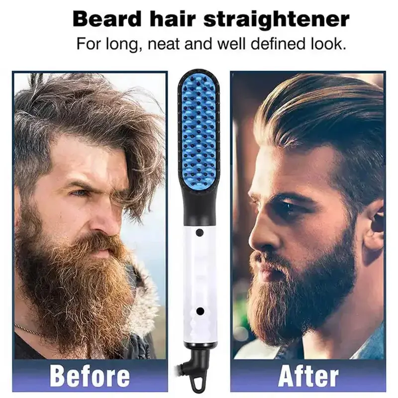 Sisir Pelurus Rambut Pria New Hair Beard Straightener Brush Catok Sisir Pelurus Catokan Rambut 1