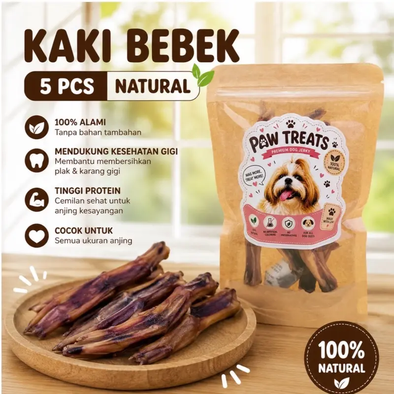 Ceker bebek - Duck feet jerky snack anjing 5pcs