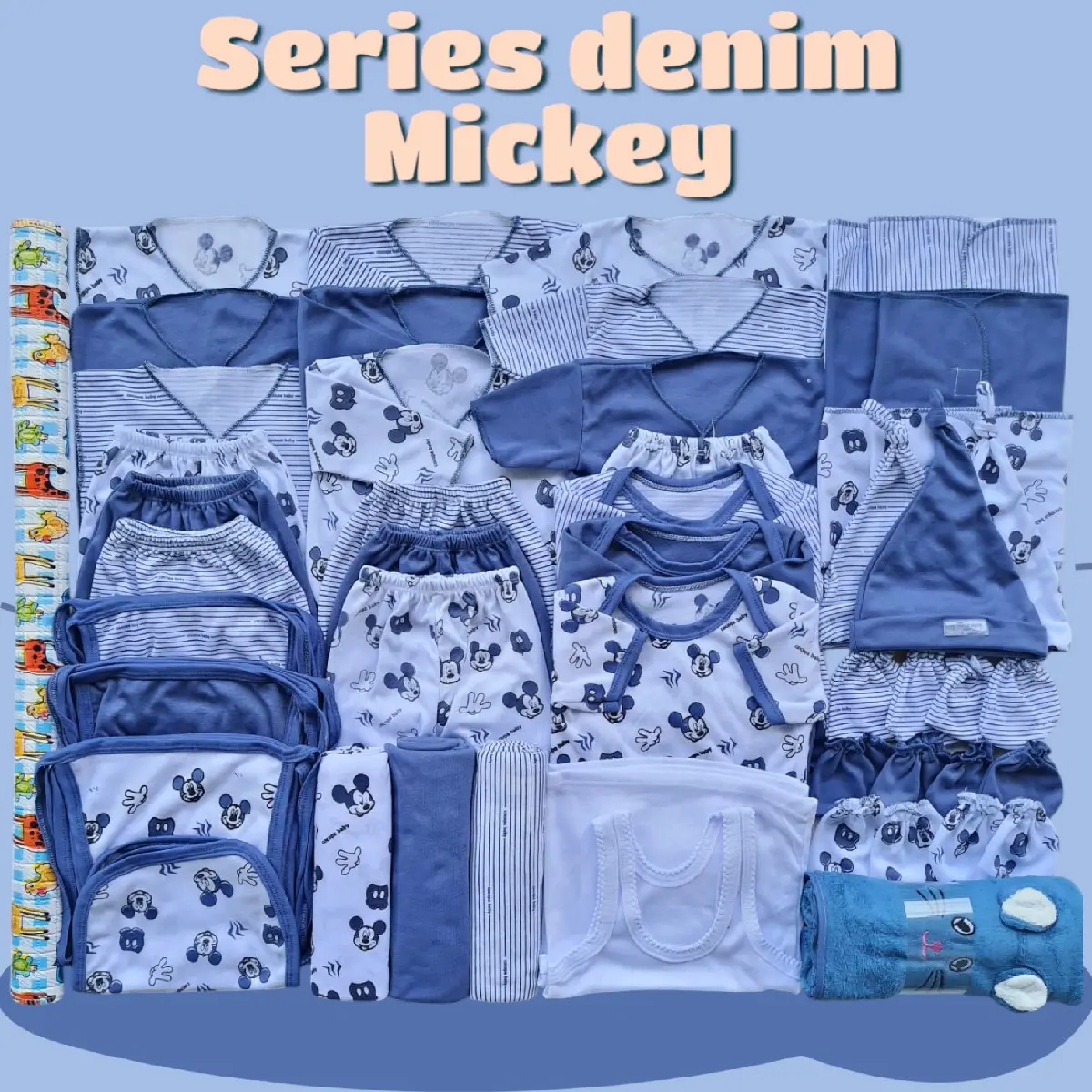 SPECIALBABY Paket 65 PCS SERIES DENIM MICKEY Paket Brojol Paket Lahiran Lengkap Baju dan Celana Bayi Baru Lahir New Born Cewek-Cowok Paket Hemat Bayi Baru Lahir SNI