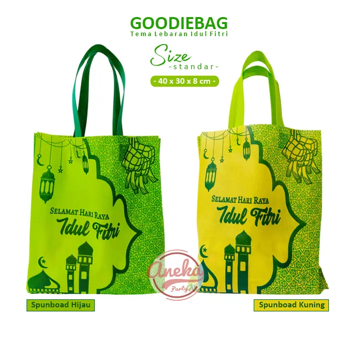isi 12 Tas Parsel Idul Fitri standar grosir / Goodie Bag Idul Fitri / Kantong Snack Souvenir parsel lebaran / tas lebaran idul fitri / tas kain lebaran 1