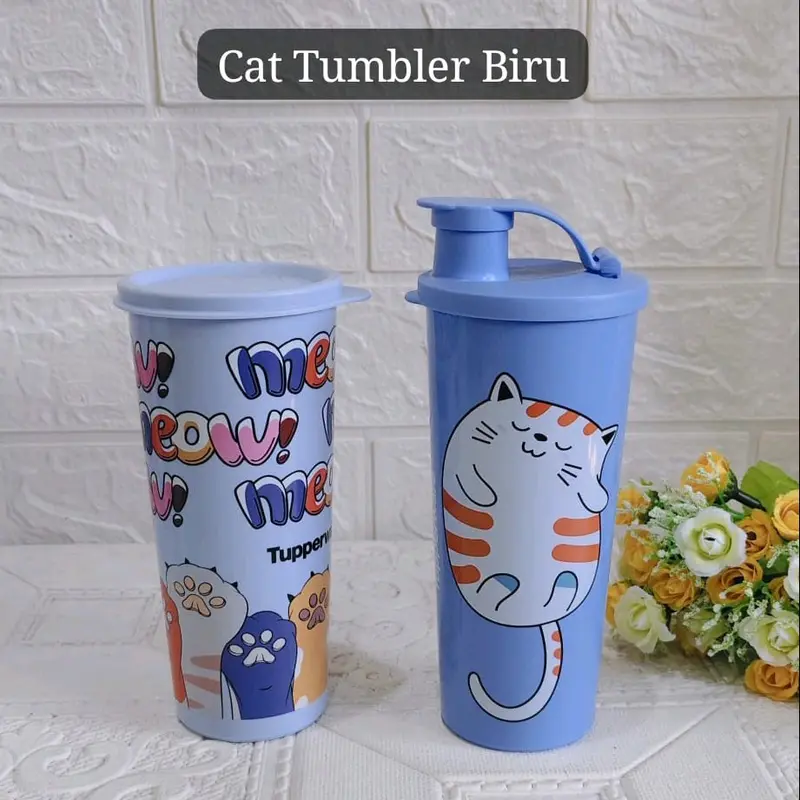 Botol Minum Anak Lucu Tupperware Original - Tumbler Lucu Gambar Kucing Minuman Bottles 4