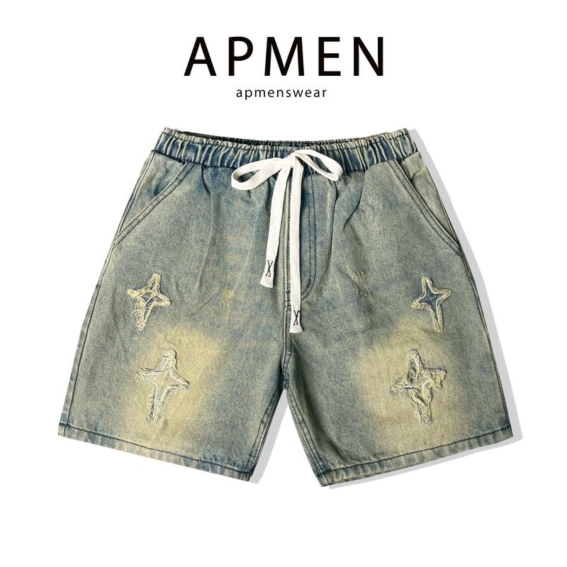 Quần Short Jean Nam APMEN Cotton Không Co Dãn QS7A05