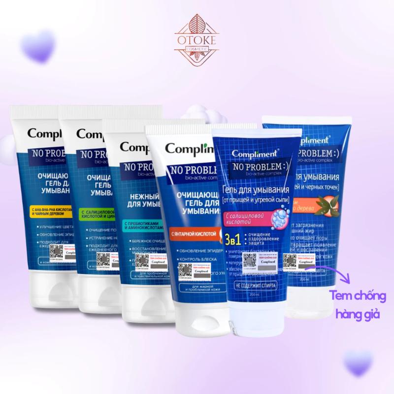 Chính hãng - Có tem phụ Sữa rửa mặt Compliment No Problem chứa Salicylic Acid Tea Tree 200ml.